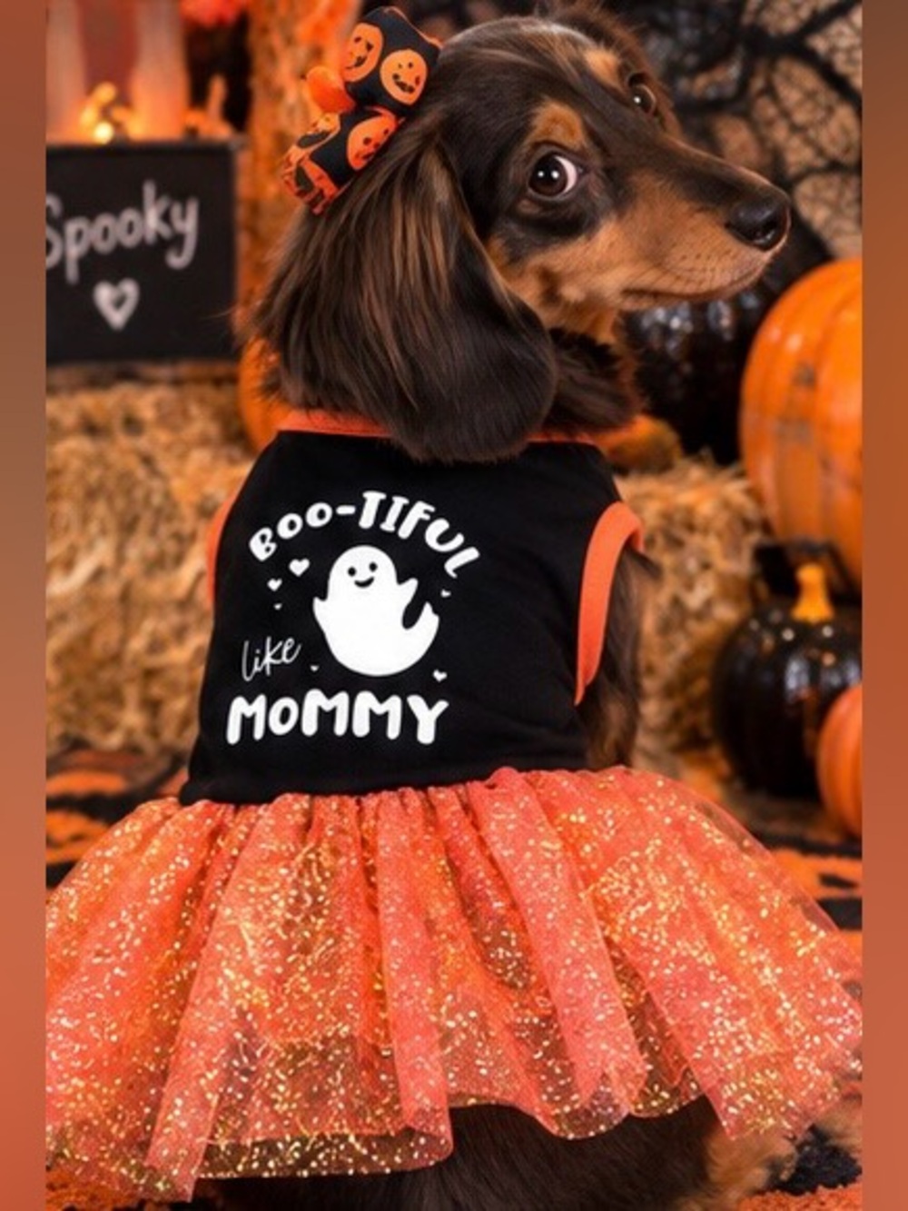 Pet Spirit Sparkle Glitter Halloween "Bootiful Like Mommy" Dog Dress